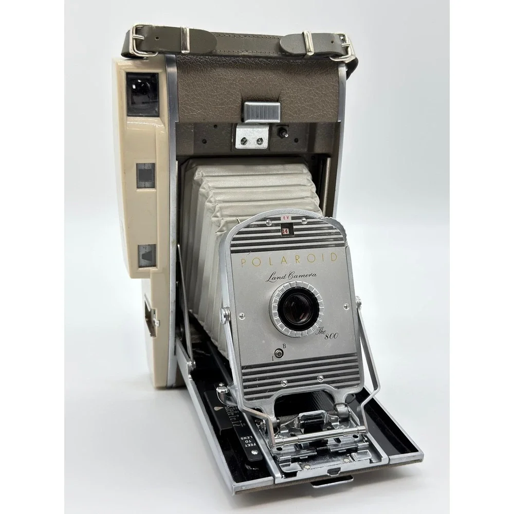 Vintage Polaroid Folding Land Camera The 800 Untested w/ Case & Accessories